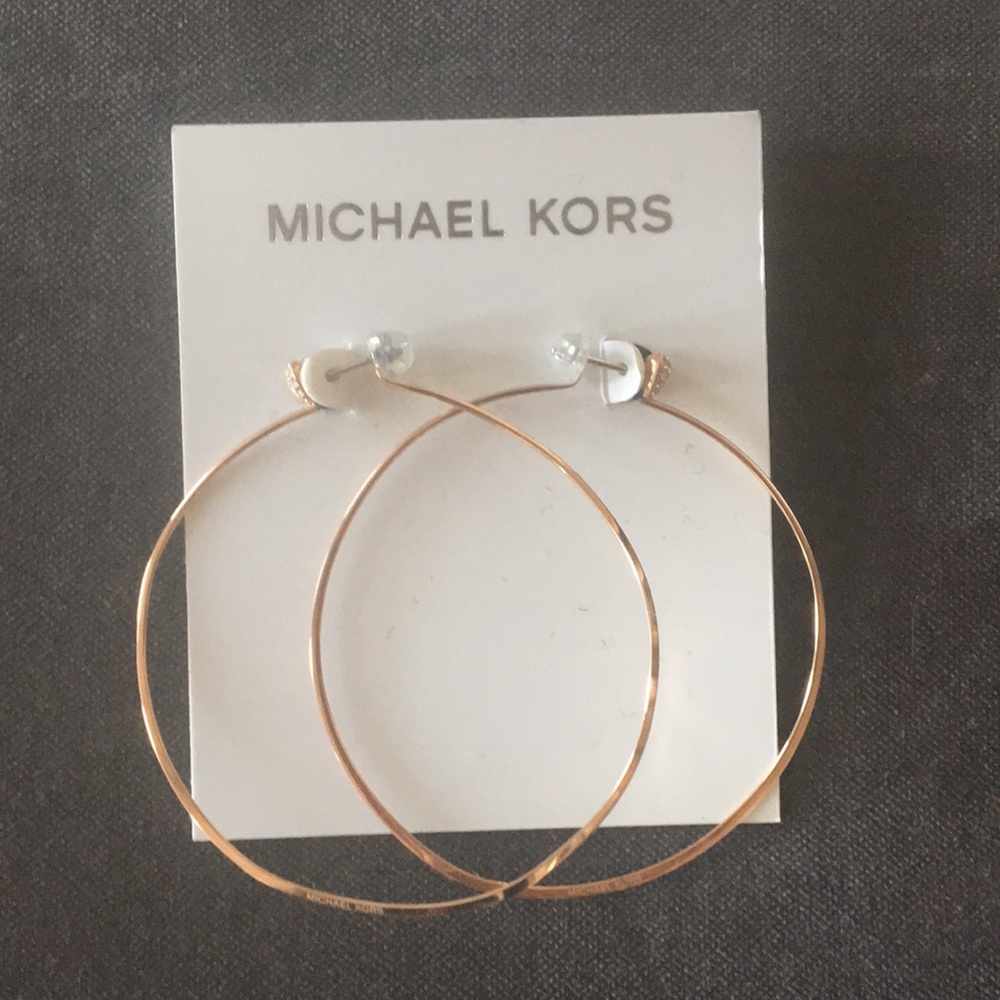 Never Worn! Rose Gold Michael Kors Hoop Earrings